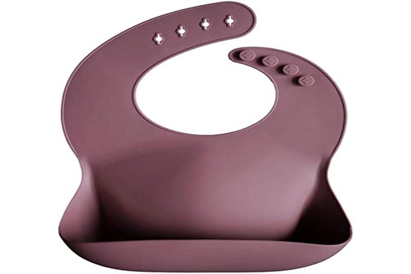 mushie Silicone Baby Bib | Adjustable Fit Waterproof Bibs (Dusty Rose) - Image 4