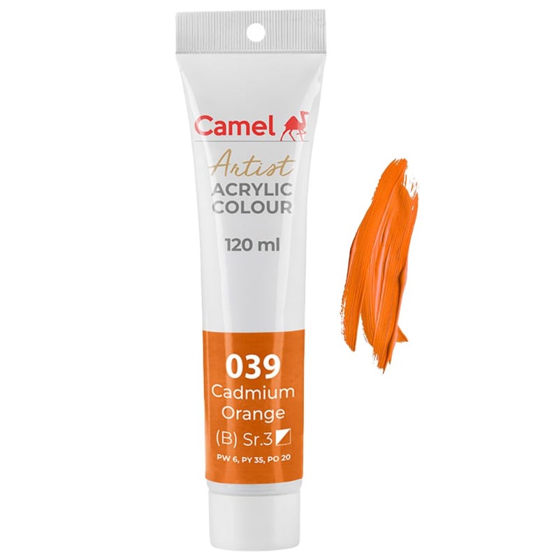 camel أنابيب ألوان الأكريليك للفنانين من كاملين كوكيو 120 مل برتقالي كادميوم 039 - Image 1
