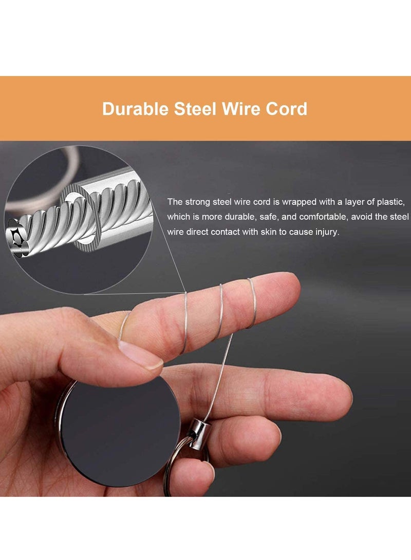 SOLARAE Retractable Badge Holder Reel Durable Metal ID Badge Holder, Heavy Duty Retractable Keychain with Belt Clip and ID Card Holders, 27" Steel Wire Cord - Image 3