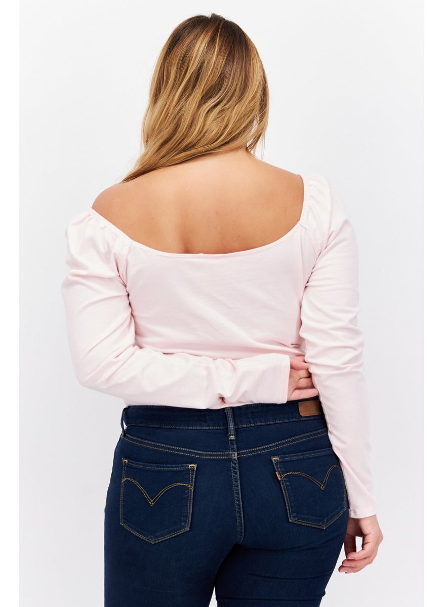 Levi's Women Solid Long Sleeves Bodysuit, Pink  - Image 2