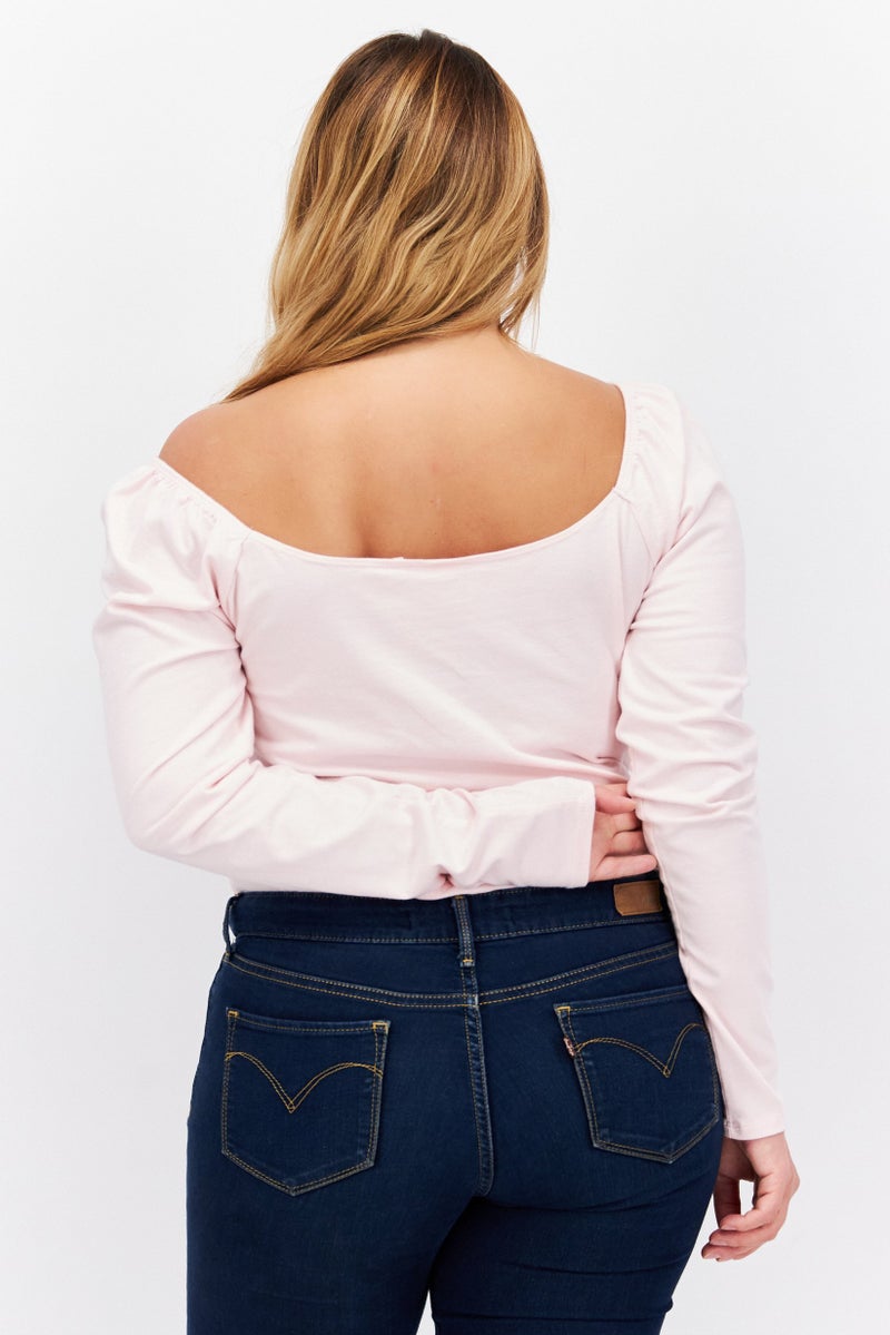 Levi's Women Solid Long Sleeves Bodysuit, Pink  - Image 2