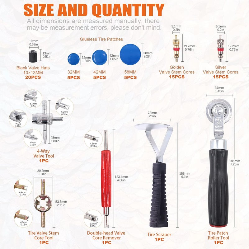 Rustark طقم أدوات إصلاح وإزالة صمامات الإطارات من راستارك 70 قطعة - Image 2