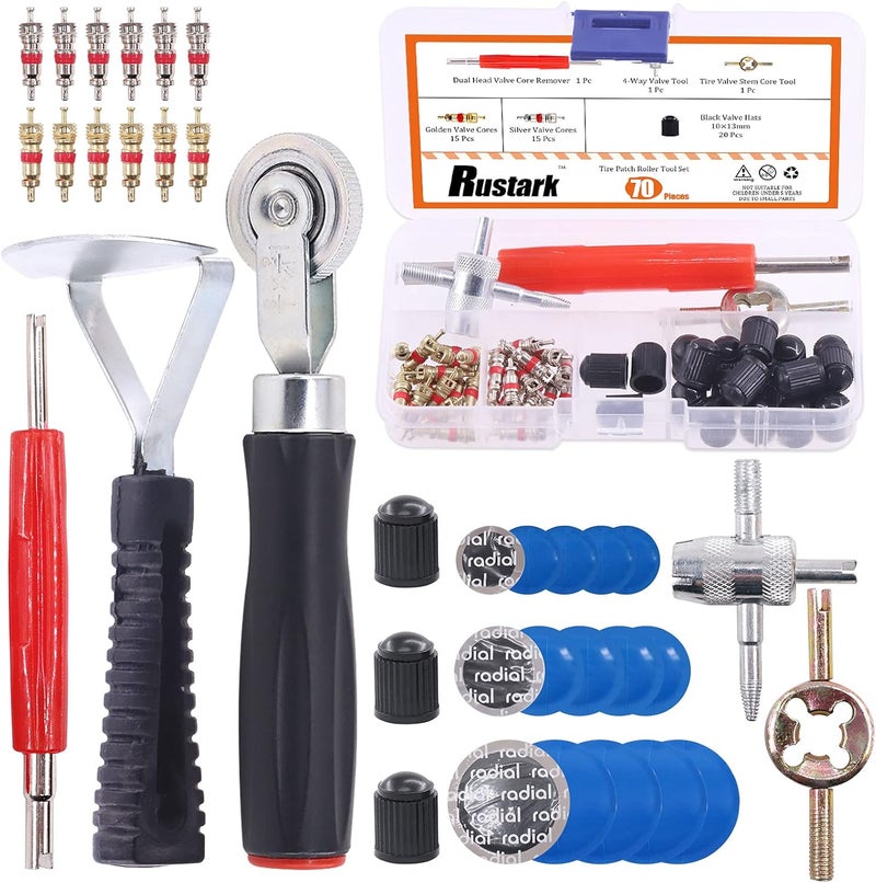 Rustark طقم أدوات إصلاح وإزالة صمامات الإطارات من راستارك 70 قطعة - Image 1