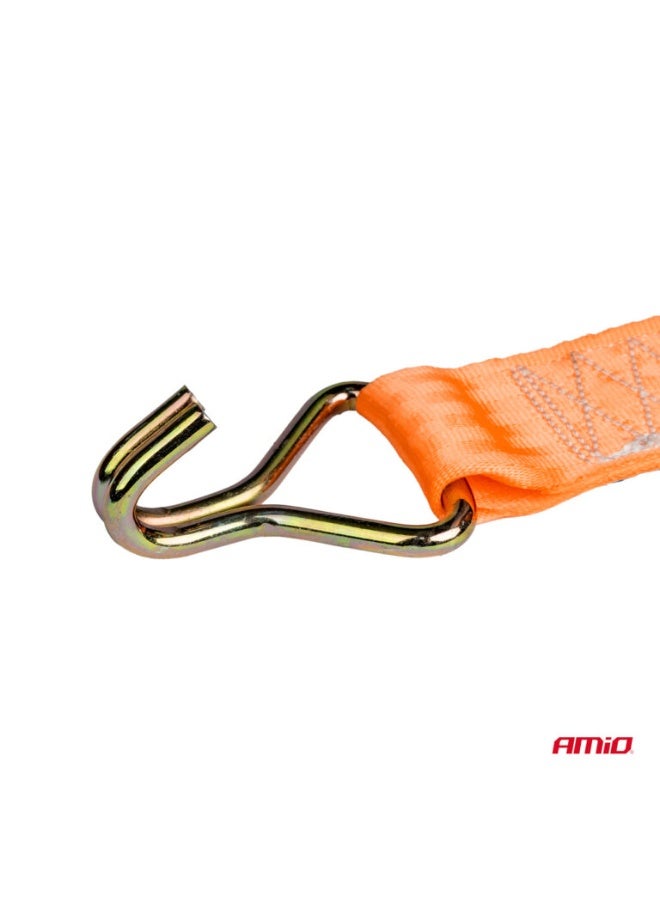 AMIO Automatic Ratchet Tie Down Strap 640kg 3.5m x 25mm – Self-Retracting Cargo Lashing Belt with J Hooks - Image 4