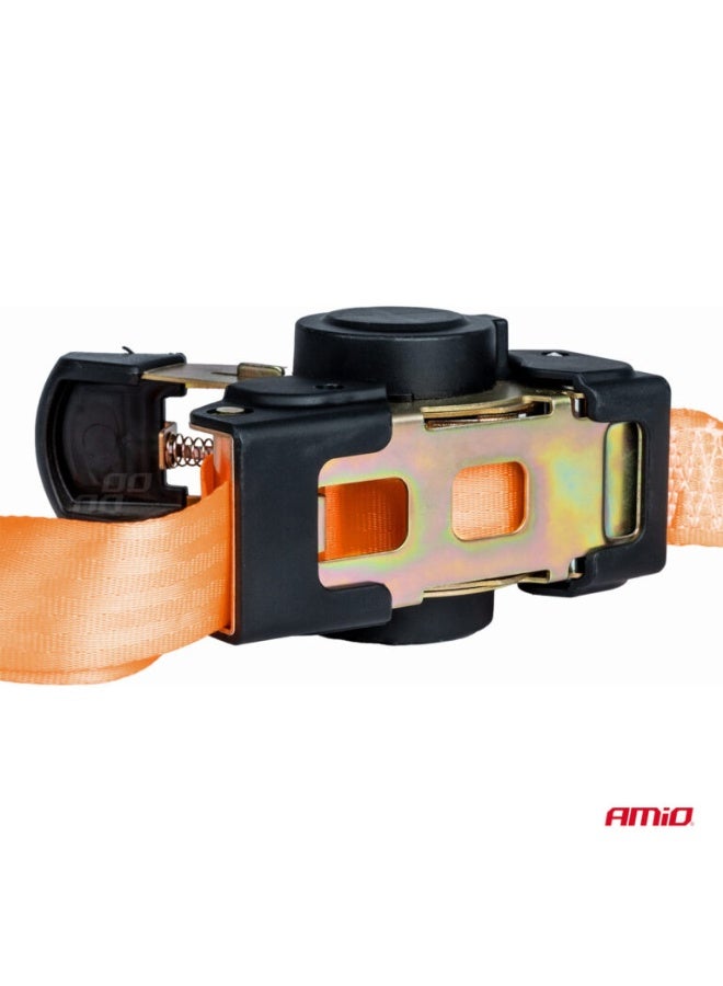 AMIO Automatic Ratchet Tie Down Strap 640kg 3.5m x 25mm – Self-Retracting Cargo Lashing Belt with J Hooks - Image 3