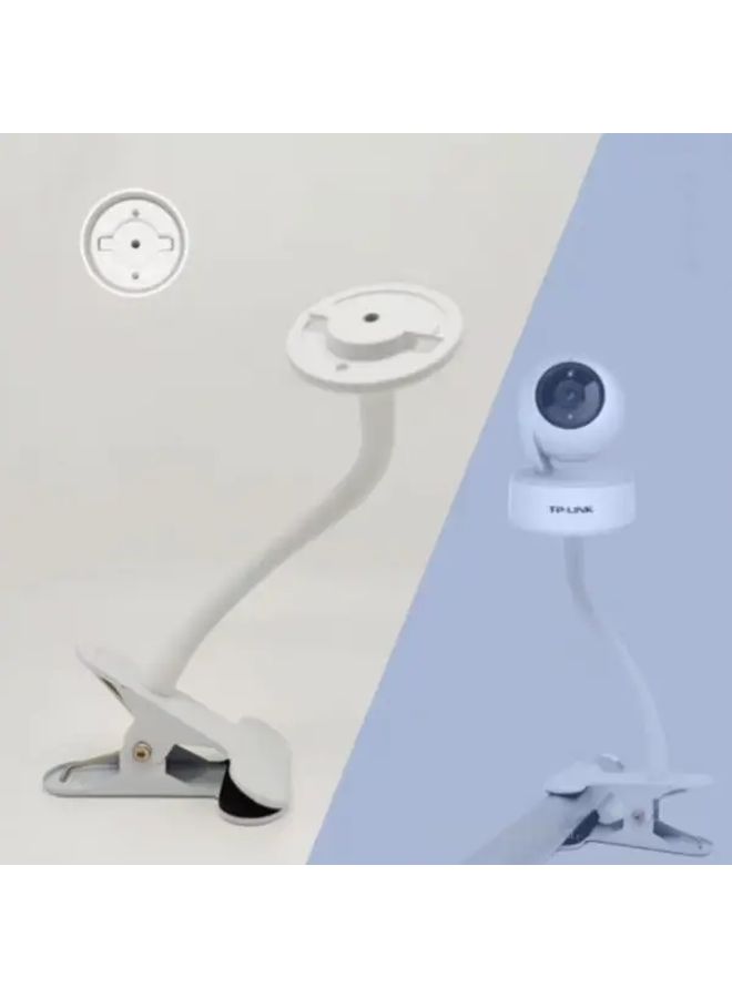 White No Drill Portable Clip Mount Webcam Stand Adjustable Arm Clamp Easy Installation - Image 3