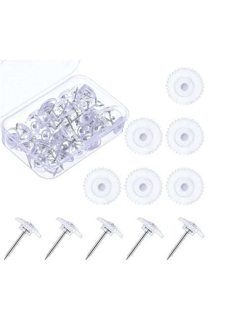 Clear Push Pins Small Plastic Thumb Tacks Steel Point and Clear Plastic Head Pushpins Transparent Paper Push Pins for Cork Board (100)