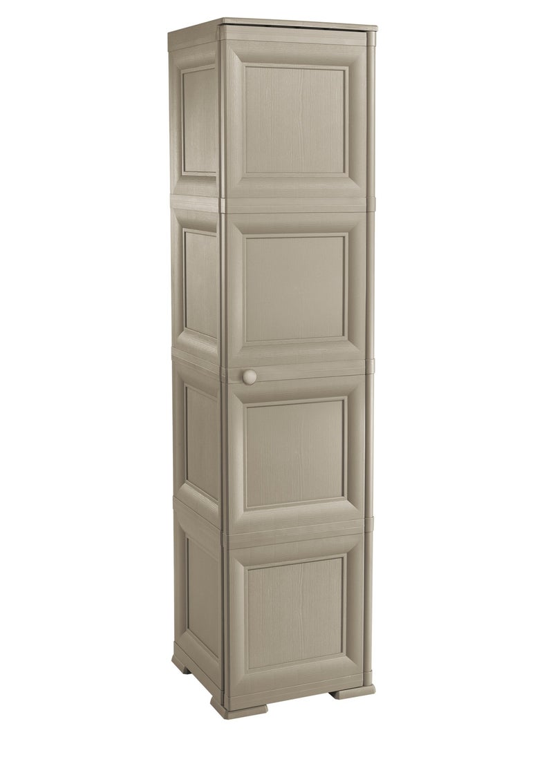 Tontarelli - Tontarelli Storage Cabinet, Made in Italy, for Home, Office & Outdoor, Garage Organizer, Multipurpose Storage Cupboard with 1 door, 4 Compartments & 3 Shelves, 40L x 43W x 164H cm, Greyish Brown - Image 1