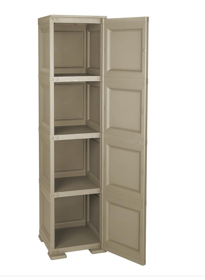 Tontarelli - Tontarelli Storage Cabinet, Made in Italy, for Home, Office & Outdoor, Garage Organizer, Multipurpose Storage Cupboard with 1 door, 4 Compartments & 3 Shelves, 40L x 43W x 164H cm, Greyish Brown - Image 1