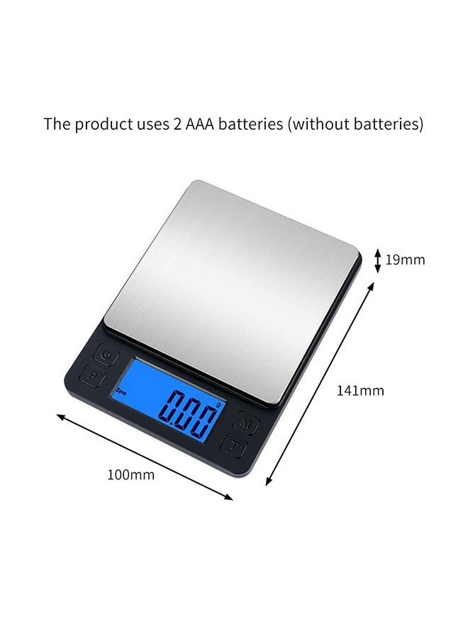 KUYING - Food Kitchen Scale Weigh Gram Scale Pocket Scale Portable Electronic Scale High Precision Jewelry Scale LCD Display Precise Digital Scale Portable Mini Electronic Balance Scale 3kg/0.1g Black - Image 1