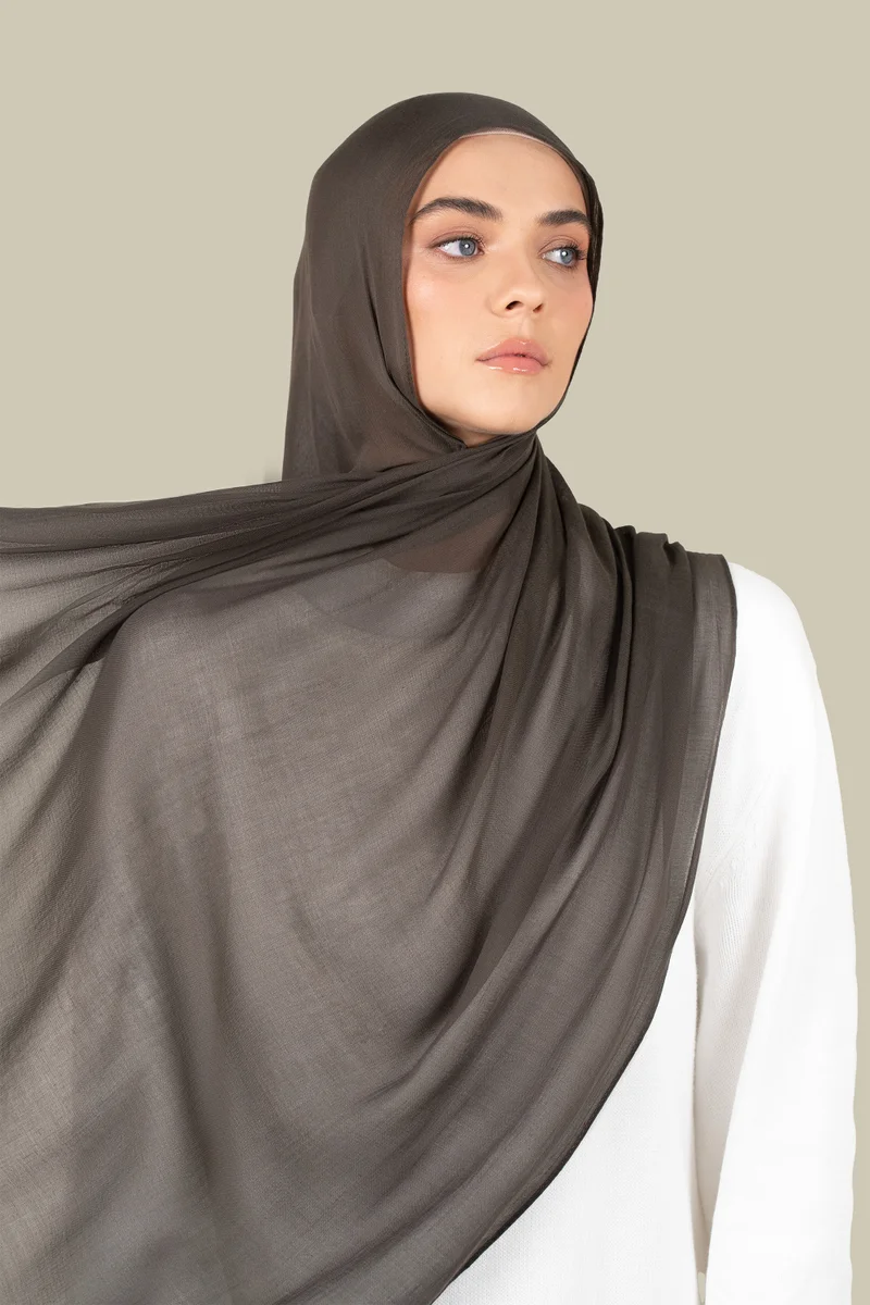silqrose  Charcoal Cotton Modal Hijab - Maxi for Women | Best Price UAE