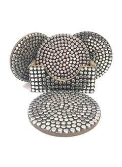 Trend Trend Overseas Silver Brass Beads studded on MDF Base Coasters , 3.5×3.5 , Copper  - Image 1