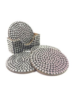 Trend Trend Overseas Silver Brass Beads studded on MDF Base Coasters , 3.5×3.5 , Copper  - Image 3