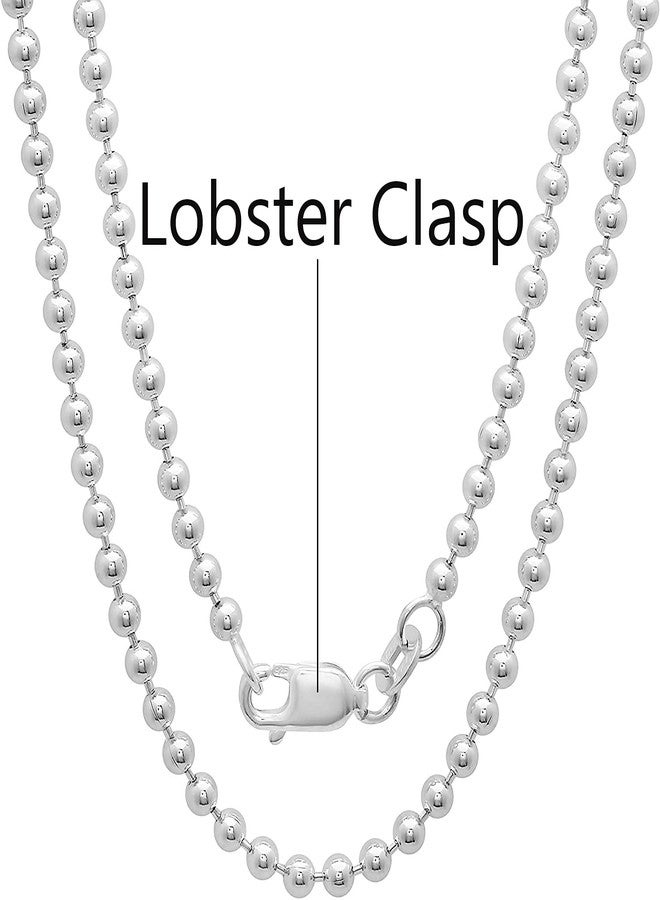 Savlano 925 Sterling Silver Italian Solid Bead Ball Dog Tag Chain Necklace Comes With Gift Box for Women & Men - Made in Italy, 16 inches, Sterling Silver, n - Image 2