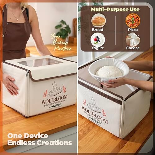 WOLTBLOOM Bread Proofing Box Sour Dough Proofing Box for Sourdough Bread Proofer Warming Box Proofing Oven Yogurt Maker with - 9 Inch Proofer Basket, Lame, Scraper, Metal Rack - Temperature 68-131℉ 99 H Timer - Image 5