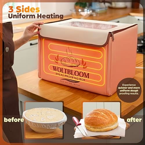 WOLTBLOOM Bread Proofing Box Sour Dough Proofing Box for Sourdough Bread Proofer Warming Box Proofing Oven Yogurt Maker with - 9 Inch Proofer Basket, Lame, Scraper, Metal Rack - Temperature 68-131℉ 99 H Timer - Image 3