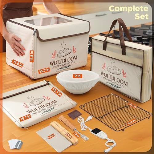 WOLTBLOOM Bread Proofing Box Sour Dough Proofing Box for Sourdough Bread Proofer Warming Box Proofing Oven Yogurt Maker with - 9 Inch Proofer Basket, Lame, Scraper, Metal Rack - Temperature 68-131℉ 99 H Timer - Image 2