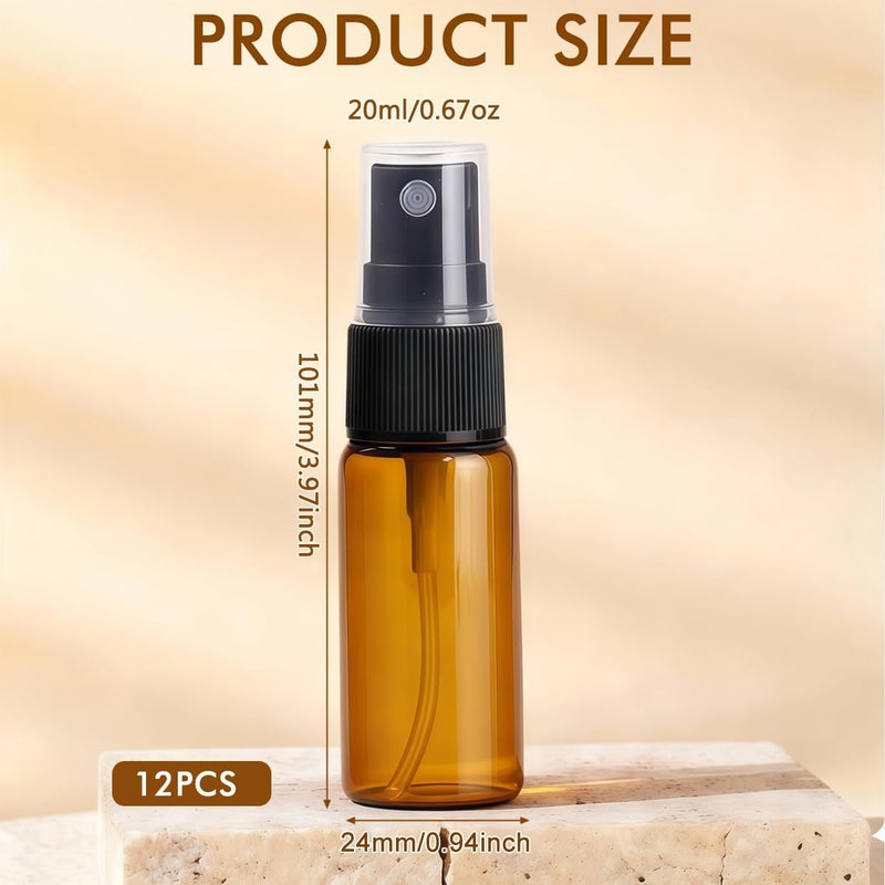UPSTORE 12Pcs 20ml/0.7oz Glass Spray Bottles Empty Refillable Fine Mist Spray Bottle Dispenser with Cap Essential Oil Liquid Containers Jar for Perfume - Image 2