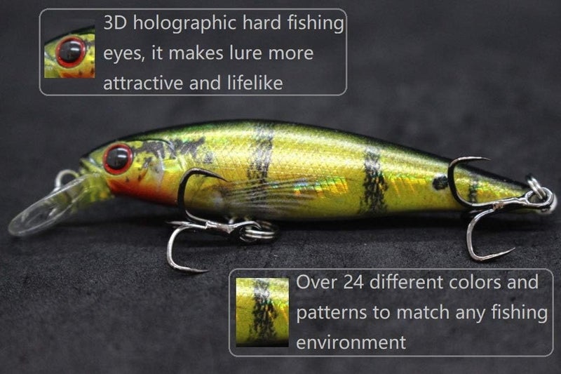 wLure Minnow Crankbait for Bass Fishing Bass Lure Jerkbait Fishing Lures and Tackle Box - Image 4