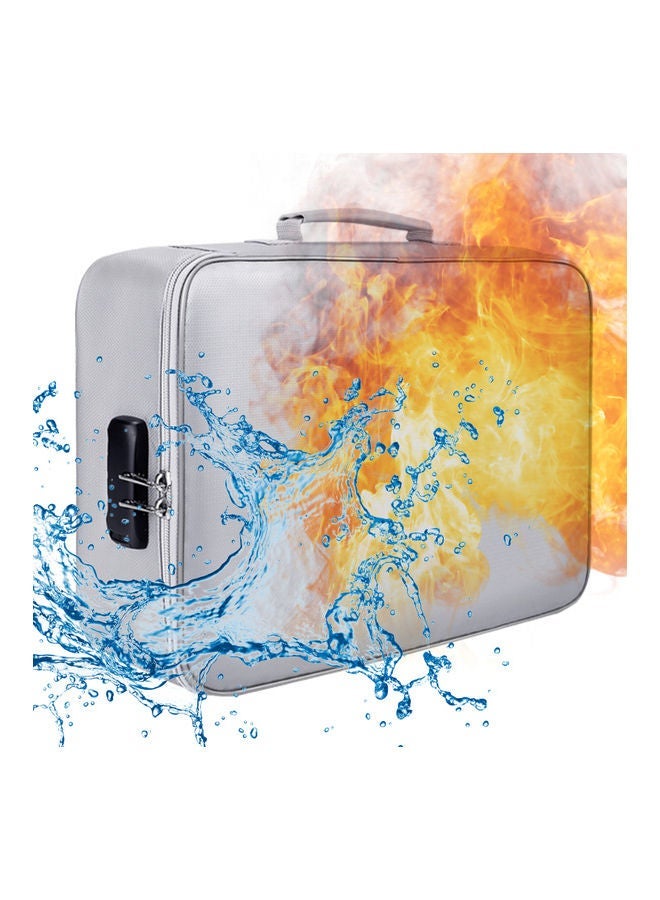 NIBEMINENT Fireproof Document Bag With Zipper Silver - Image 1