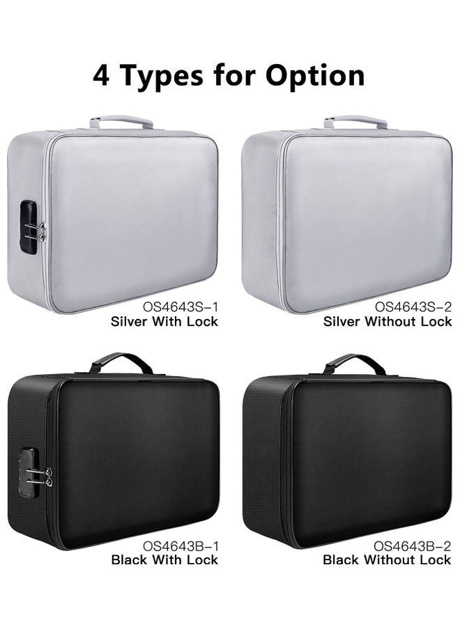 NIBEMINENT Fireproof Document Bag With Zipper Silver - Image 3