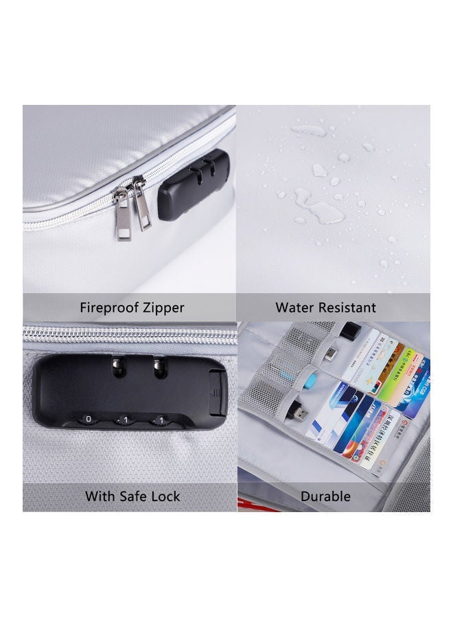 NIBEMINENT Fireproof Document Bag With Zipper Silver - Image 5