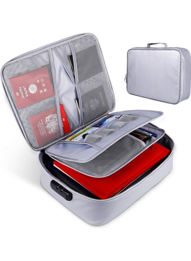 NIBEMINENT Fireproof Document Bag With Zipper Silver - Image 4