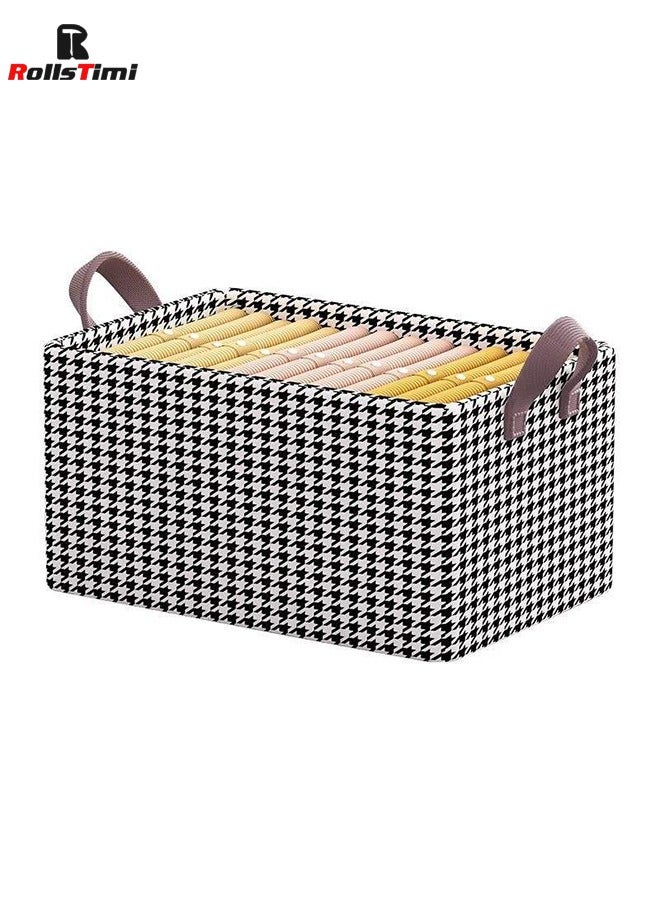 RollsTimi  Storage Bins with Metal Frame, Fabric Storage Box with Handles Stackable Shelf Storage Baskets, Black White  - Image 1