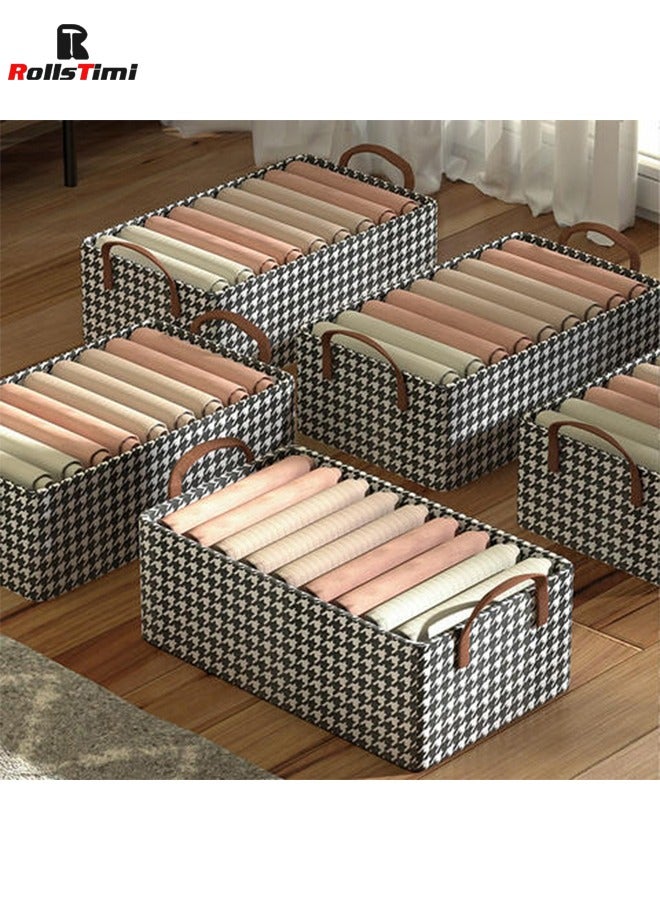 RollsTimi  Storage Bins with Metal Frame, Fabric Storage Box with Handles Stackable Shelf Storage Baskets, Black White  - Image 3