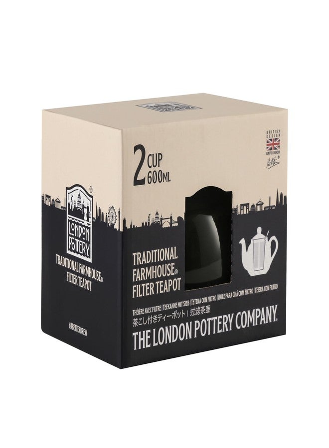 London Pottery Farmhouse Teapot with Infuser, Ceramic, GLOSS BLACK, 2 Cup (600 ml) - Image 5