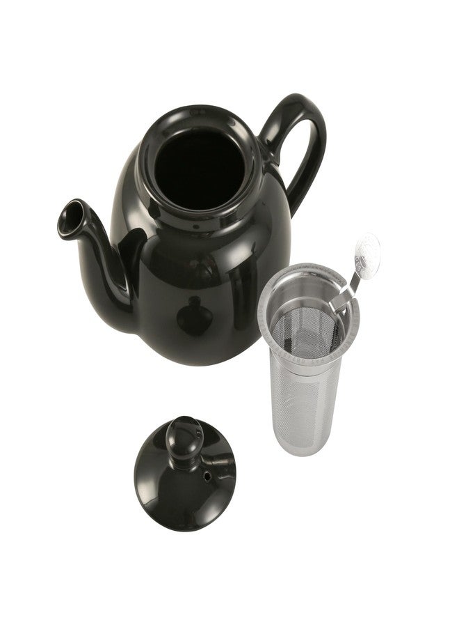 London Pottery Farmhouse Teapot with Infuser, Ceramic, GLOSS BLACK, 2 Cup (600 ml) - Image 3