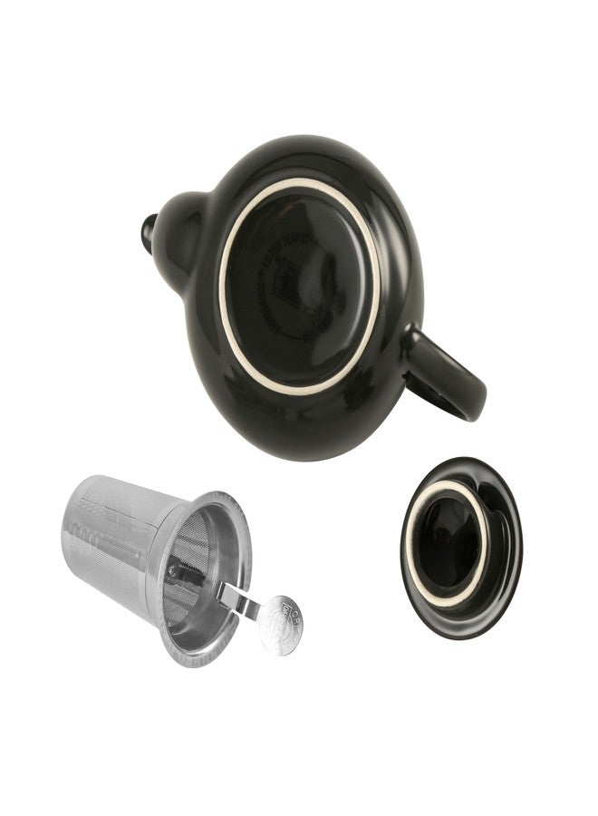 London Pottery Farmhouse Teapot with Infuser, Ceramic, GLOSS BLACK, 2 Cup (600 ml) - Image 4