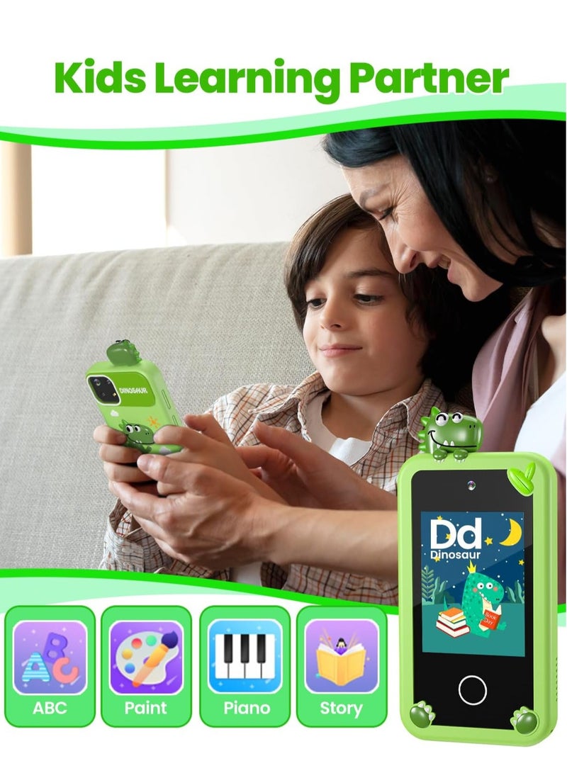 Kids Smart Phone for Boys with 32G Card & Holographic Pyramid,  for Age 3-10 Kids Toys Cell Phone, 2.8" Touchscreen Toddler Learning Toy, Dual Lens, Music Player, Arabic language support(Green) - Image 5