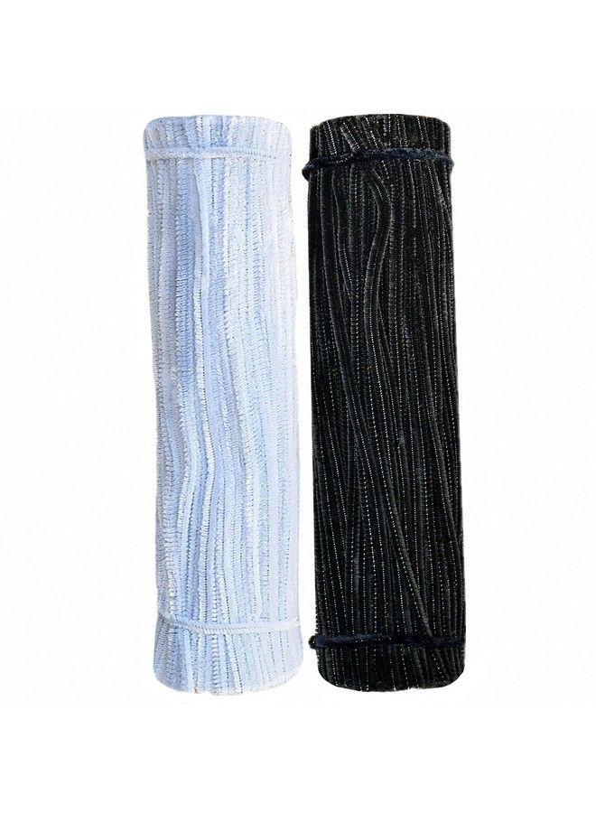 GOTOONE منظفات الأنابيب 100 قطعة سيليل ستيمز بألوان الأسود والأبيض لتزيين الفنون اليدوية (6 مم × 12 بوصة) - Image 1