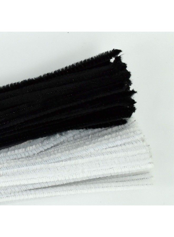 GOTOONE منظفات الأنابيب 100 قطعة سيليل ستيمز بألوان الأسود والأبيض لتزيين الفنون اليدوية (6 مم × 12 بوصة) - Image 3