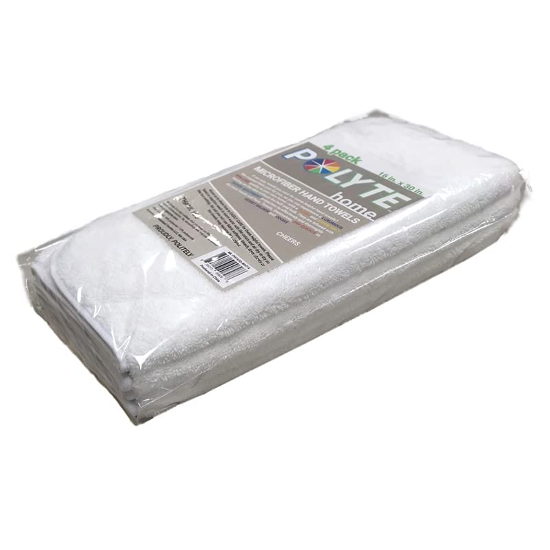 POLYTE Quick Dry Lint Free Microfiber Hand Towel  16 x 30 in  Set of 4 (White) - Image 4