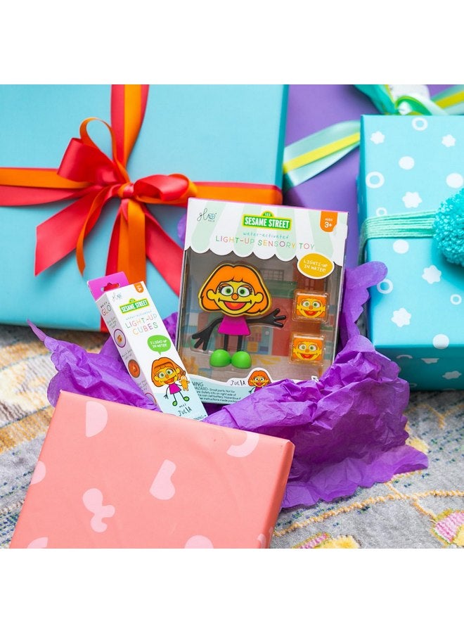 Glo Pals x Sesame Street Julia Water-Activated Bath Toy with 6 Reusable Light-Up Cubes for Sensory Play - Image 4