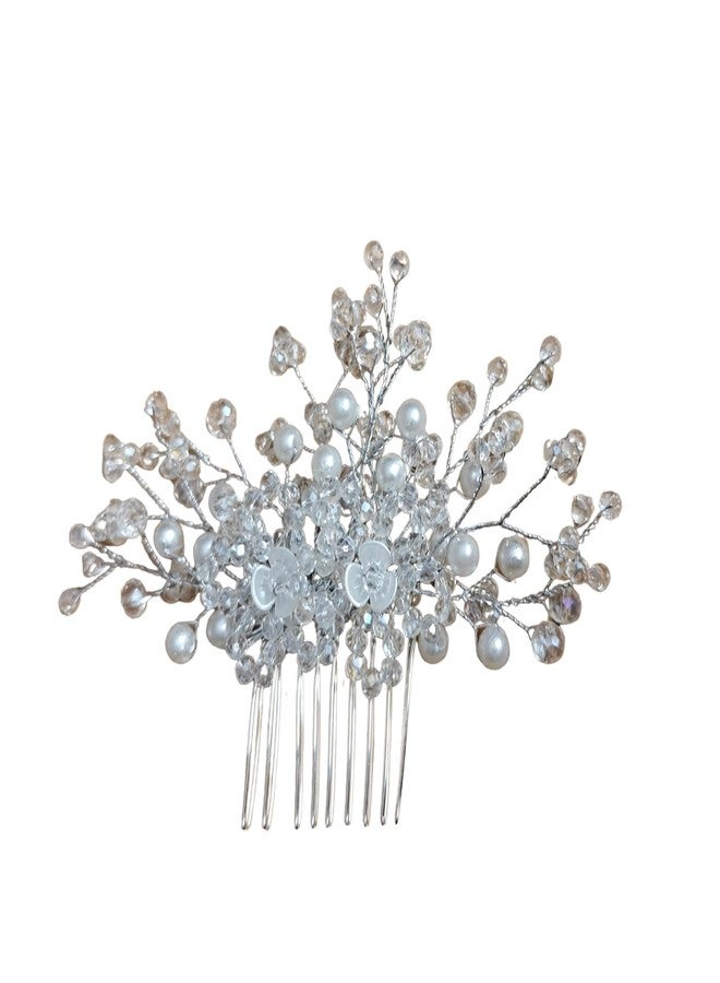 ANVIK Pearl And Crystal Fancy Hair Clip/Side/Comb/Juda/Crystal Bun Pin For Women And Girls Bride Hair Styling Wedding Hair Accessories For Women Flower Hair Accessory - Image 1