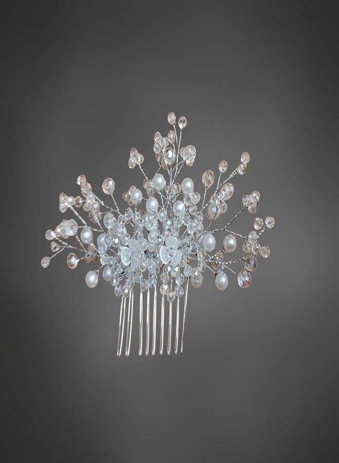 ANVIK Pearl And Crystal Fancy Hair Clip/Side/Comb/Juda/Crystal Bun Pin For Women And Girls Bride Hair Styling Wedding Hair Accessories For Women Flower Hair Accessory - Image 2