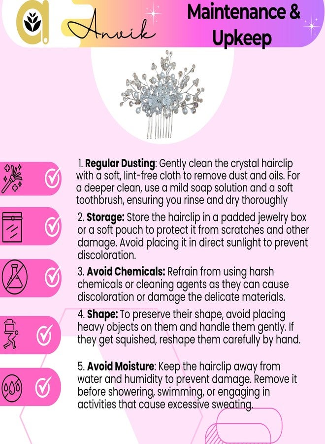 ANVIK Pearl And Crystal Fancy Hair Clip/Side/Comb/Juda/Crystal Bun Pin For Women And Girls Bride Hair Styling Wedding Hair Accessories For Women Flower Hair Accessory - Image 5