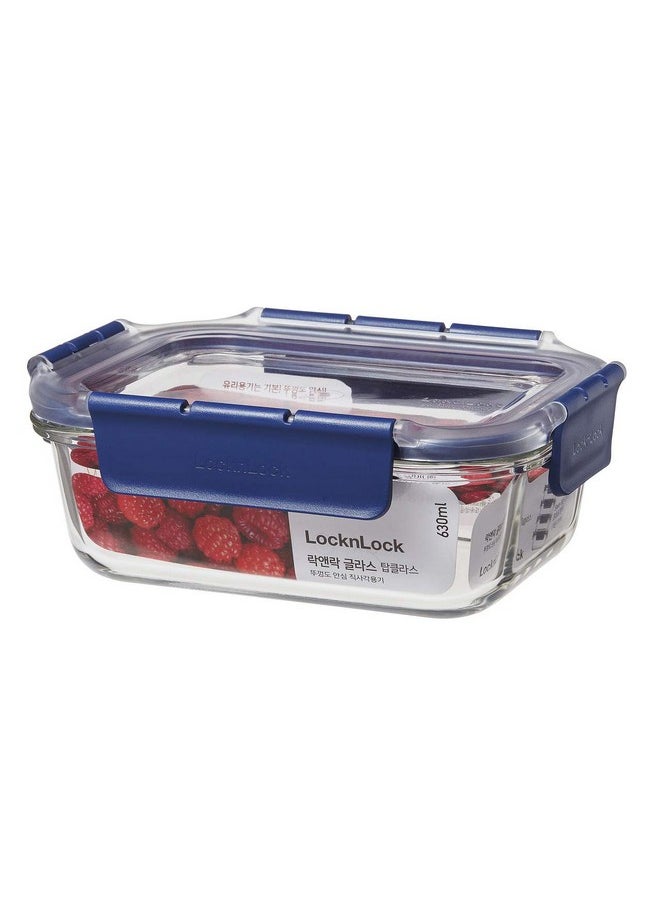 LOCK & LOCK Lock & Lock Airtight Glass Containers With Lid | Leak Proof, Transparent Glass Storage Container For Kitchen | Microwave & Freezer Safe| Food Storage Meal Containers Organizer - Rectangle, 630 ml  - Image 1