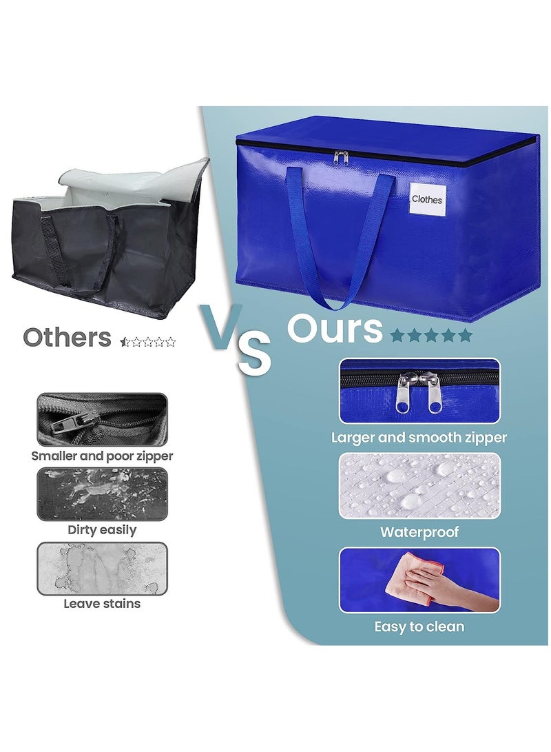 Joyelink 93L Waterproof Large Capacity Moving Storage Bags, 4pcs Collapsible Travel Luggage Totes, Clothing Shoes Toys Storage Box, Closet Organizer Storage Backet, Equipped with Zippers u0026 Handles u0026  - Image 3