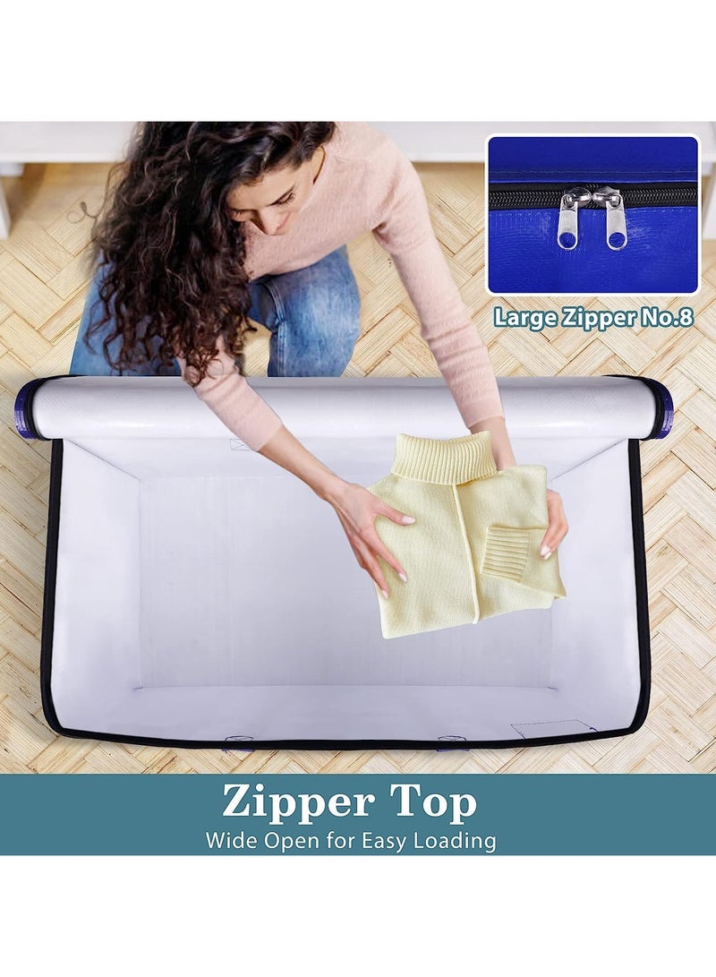 Joyelink 93L Waterproof Large Capacity Moving Storage Bags, 4pcs Collapsible Travel Luggage Totes, Clothing Shoes Toys Storage Box, Closet Organizer Storage Backet, Equipped with Zippers u0026 Handles u0026  - Image 5