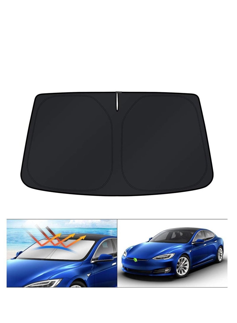 SYOSI Windshield Sun Shade for Tesla Model 3 2016-2022, Sunshade Window Shade Foldable Blocks UV Rays Keep Your Car Cooler, Design for Tesla Accessories - Image 1