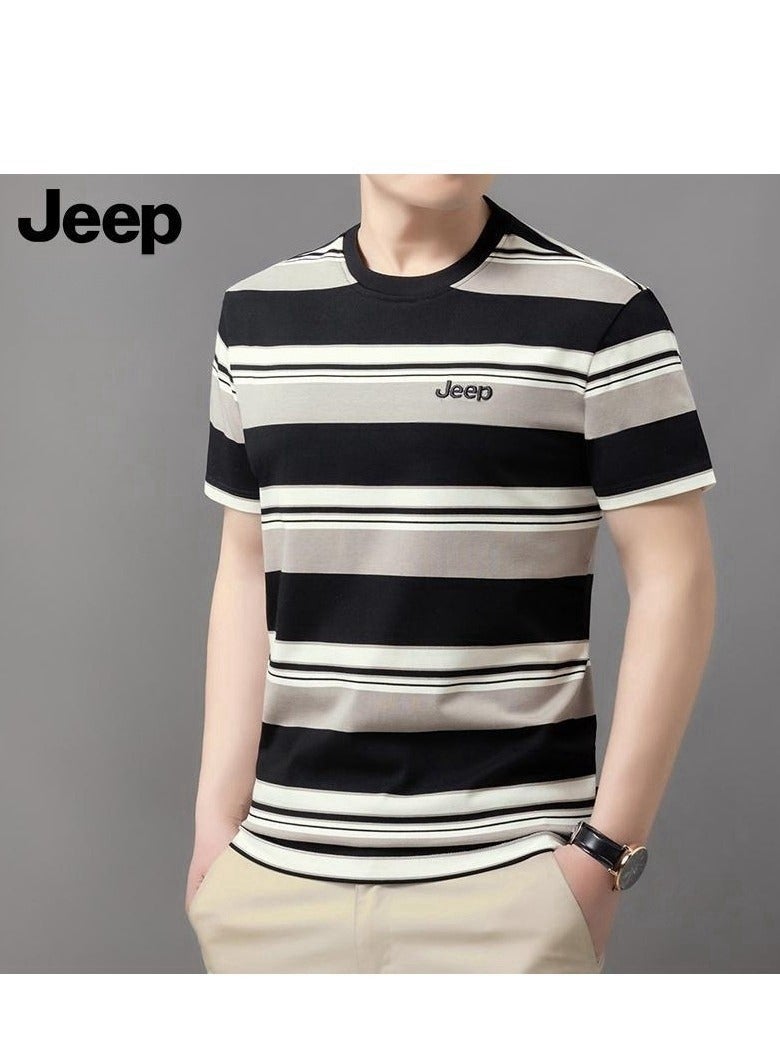 Jeep Men's  Short Sleeved T-shirt Round Neck Pullover Sweatshirt Simple Running Top - Image 1