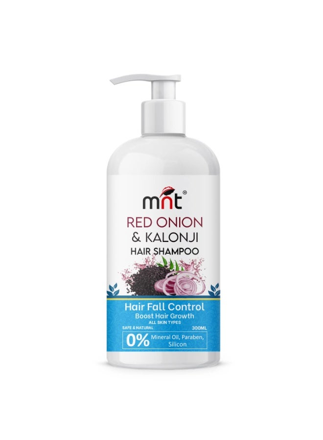 MNT Red Onion & Kalonji Hair Shampoo for Hair Fall Control and Hair Growth with Onion & Black Cumin Seed Oil, 300 ml - Image 1