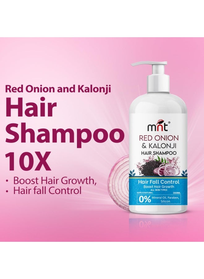 MNT Red Onion & Kalonji Hair Shampoo for Hair Fall Control and Hair Growth with Onion & Black Cumin Seed Oil, 300 ml - Image 3
