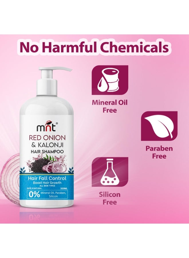 MNT Red Onion & Kalonji Hair Shampoo for Hair Fall Control and Hair Growth with Onion & Black Cumin Seed Oil, 300 ml - Image 4