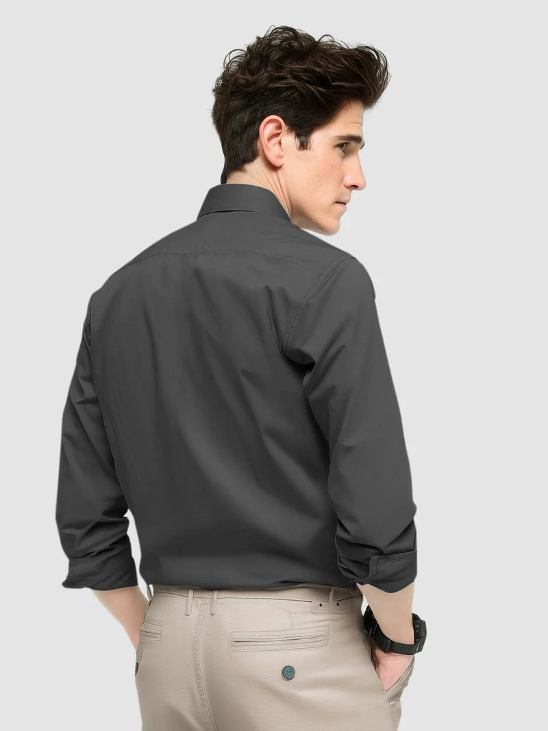 بيونغ قمصان قطنية سادة رمادي داكن