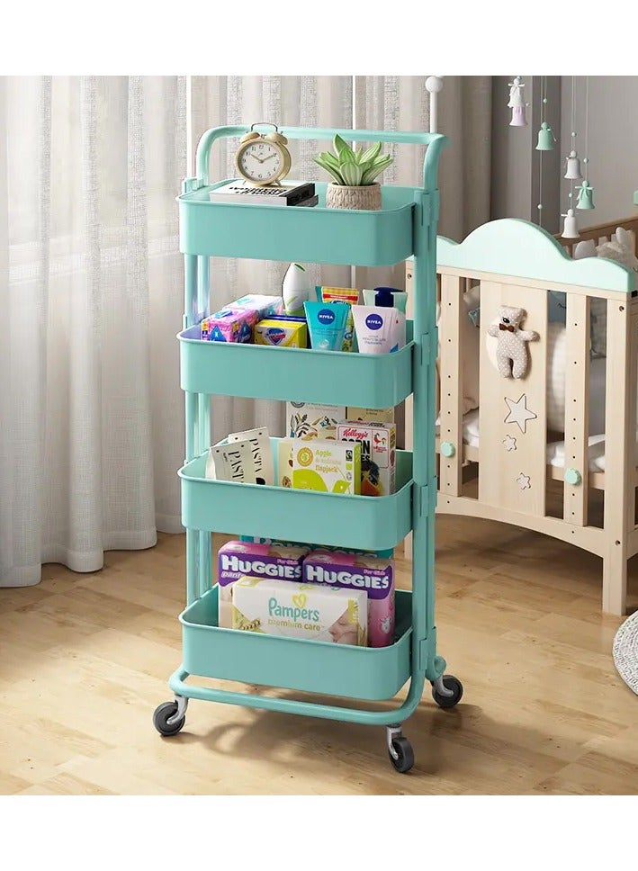 DubaiGallery Storage Trolley Rolling Cart Utility Cart 4 Tier Metal Rolling Cart With Wheels Utility Cart Storage Organizer Trolley Cart Kitchen Storage Cart For Bathroom Kitchen Storage Cart Rolling Storage - Image 1